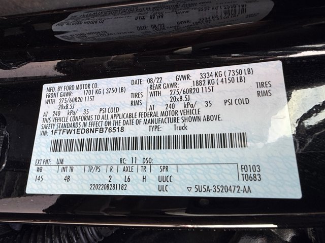 Certified 2022 Ford F150 XLT w/ Equipment Group 302A High image 35