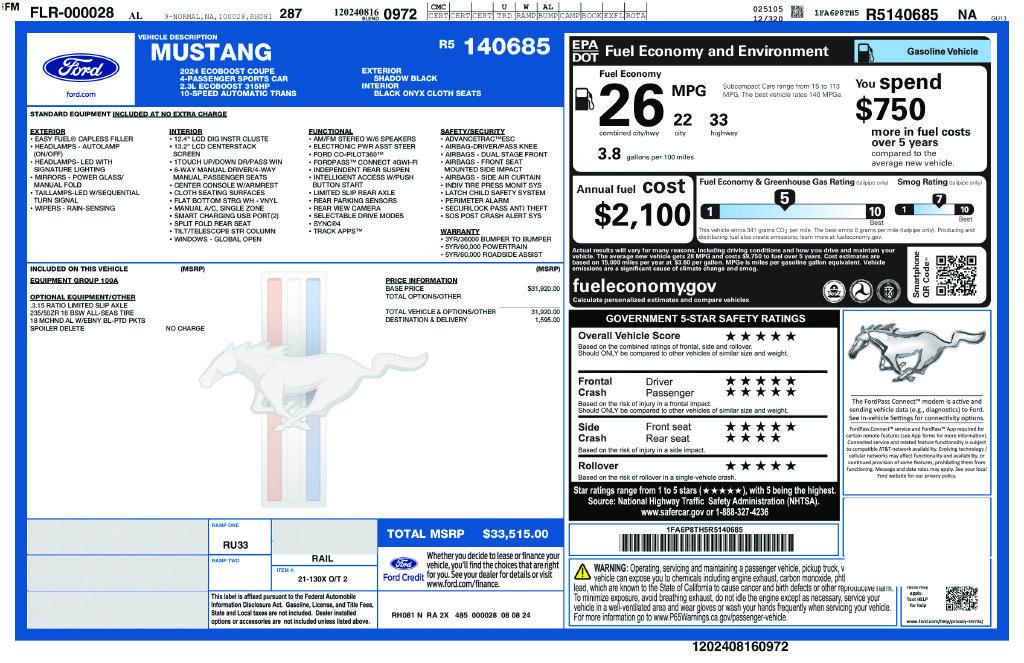 Certified 2024 Ford Mustang Coupe RWD image 27