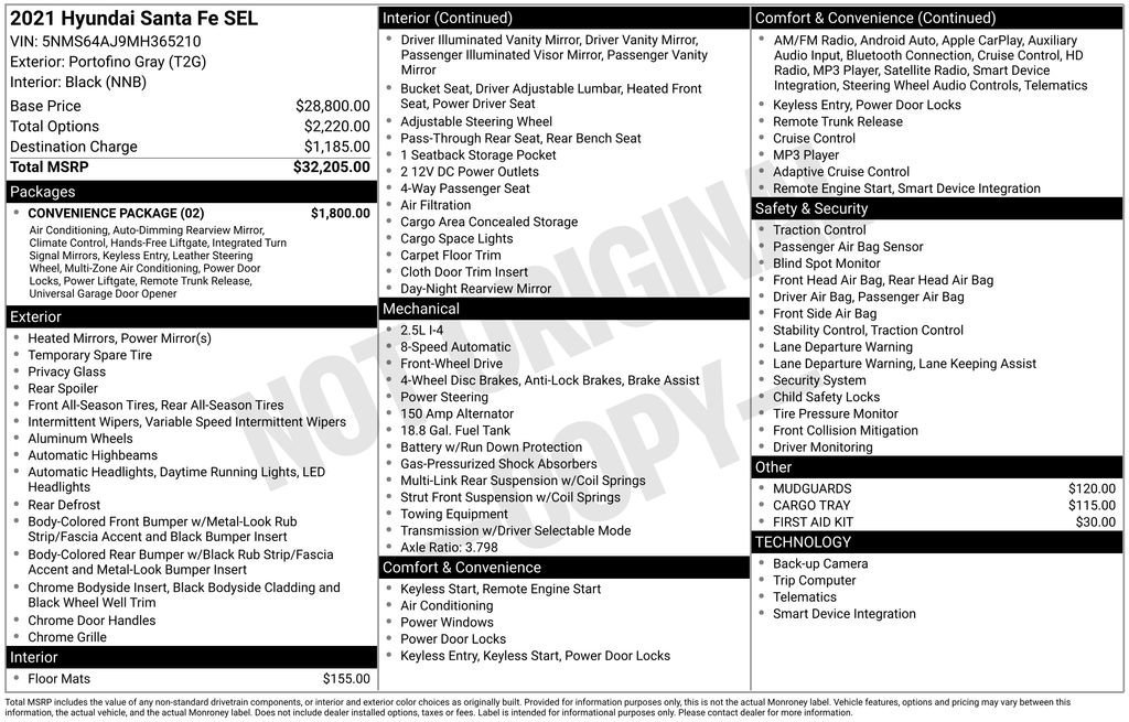 Used 2021 Hyundai Santa Fe SEL w/ Convenience Package image 10