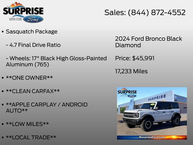 Certified 2024 Ford Bronco Black Diamond w/ Sasquatch Package AWD/4WD image 20