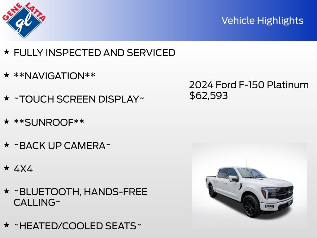 Certified 2024 Ford F150 Platinum w/ Equipment Group 702A High AWD/4WD image 36
