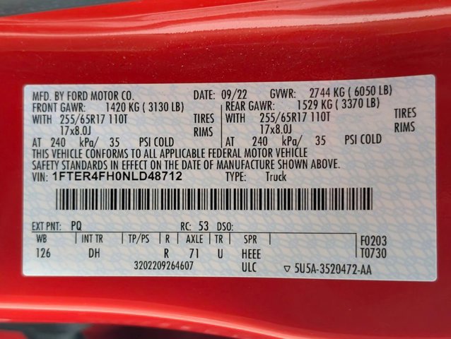 Certified 2022 Ford Ranger Lariat w/ Equipment Group 501A High AWD/4WD image 10