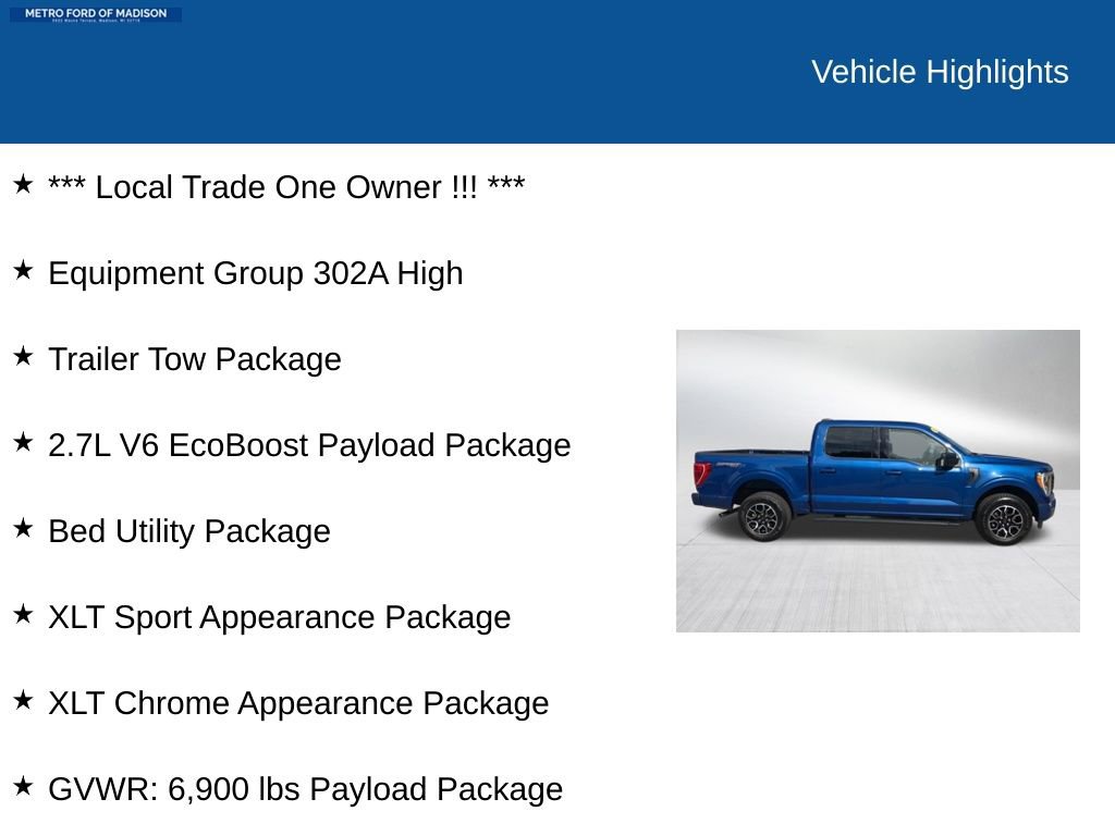 Certified 2022 Ford F150 XLT w/ Equipment Group 302A High image 2