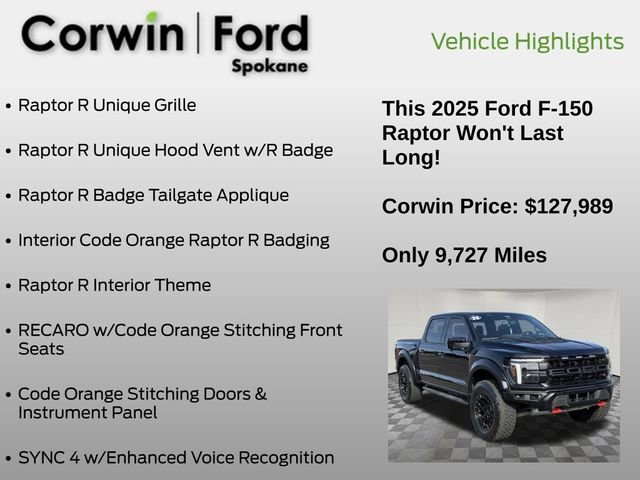 Certified 2025 Ford F150 Raptor w/ Equipment Group 803A Raptor R image 25
