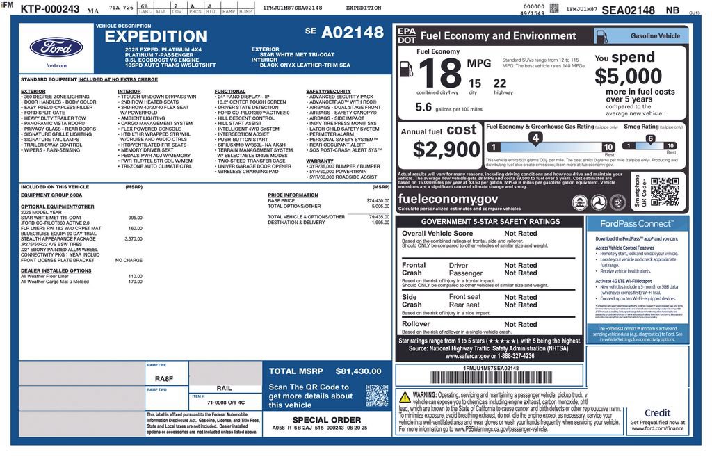 Certified 2025 Ford Expedition Platinum w/ Stealth Appearance Package AWD/4WD image 40