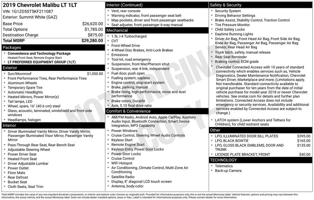 Used 2019 Chevrolet Malibu LT image 58