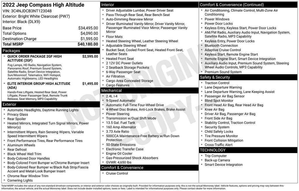 Used 2022 Jeep Compass High Altitude AWD/4WD image 25