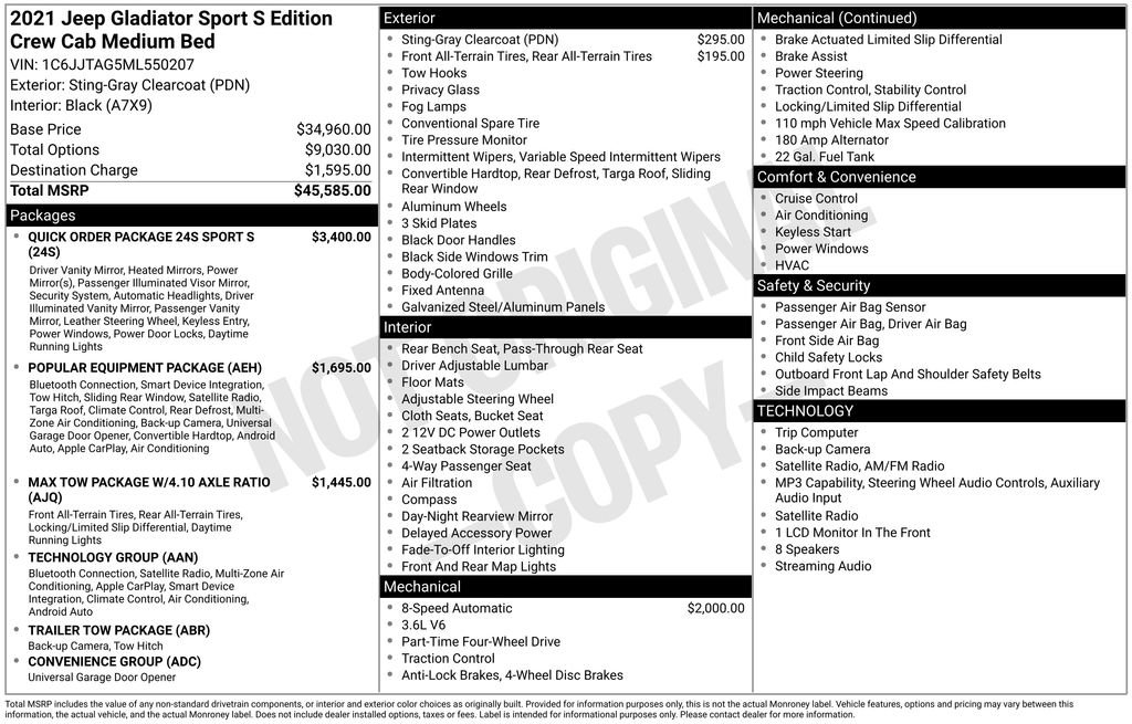 Used 2021 Jeep Gladiator Sport AWD/4WD image 11