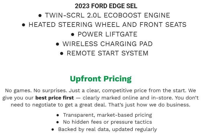 Certified 2023 Ford Edge SEL w/ Convenience Package AWD/4WD image 2