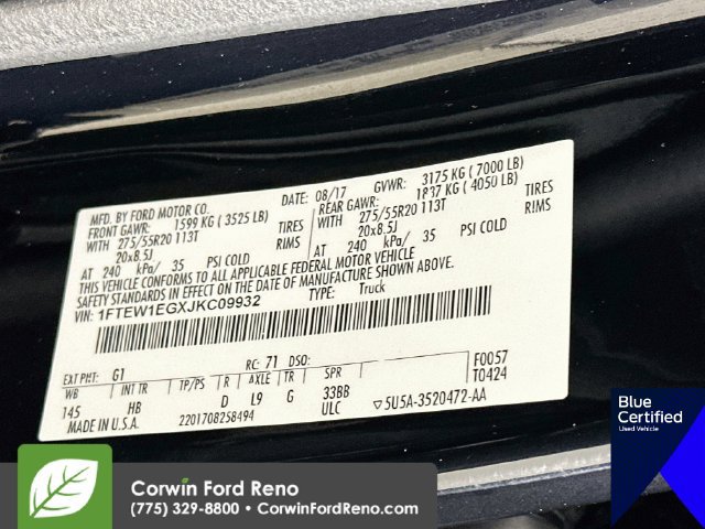 Certified 2018 Ford F150 Lariat w/ Equipment Group 502A Luxury AWD/4WD image 39