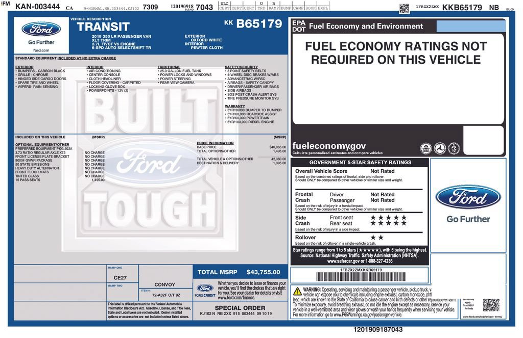 Certified 2019 Ford Transit 350 XLT RWD image 3