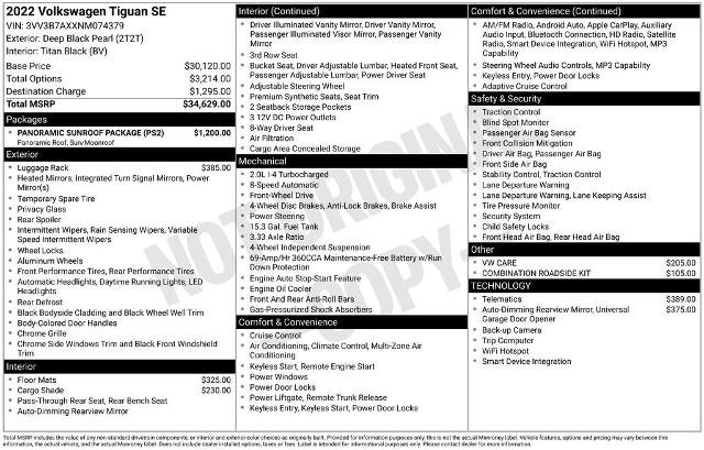Used 2022 Volkswagen Tiguan SE w/ Panoramic Sunroof Package FWD image 5