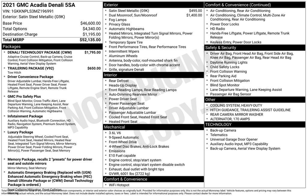 Used 2021 GMC Acadia Denali w/ Denali Technology Package FWD image 7