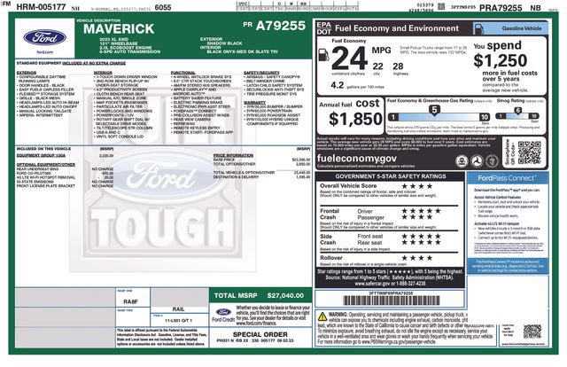 Certified 2023 Ford Maverick XL w/ Equipment Group 100A Standard AWD/4WD image 27