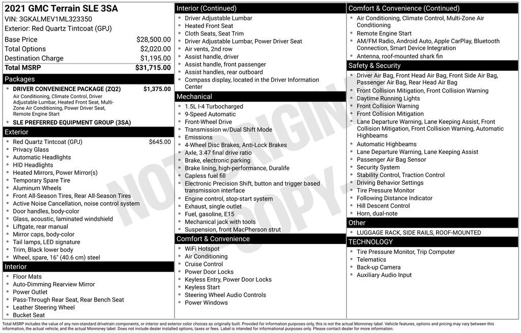 Used 2021 GMC Terrain SLE w/ Driver Convenience Package FWD image 35