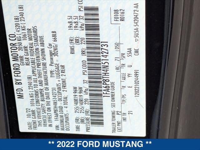Certified 2022 Ford Mustang EcoBoost Fastback w/ Equipment Group 101A image 23