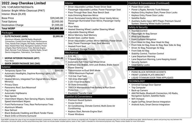 Used 2022 Jeep Cherokee Limited w/ Elite Package AWD/4WD image 36