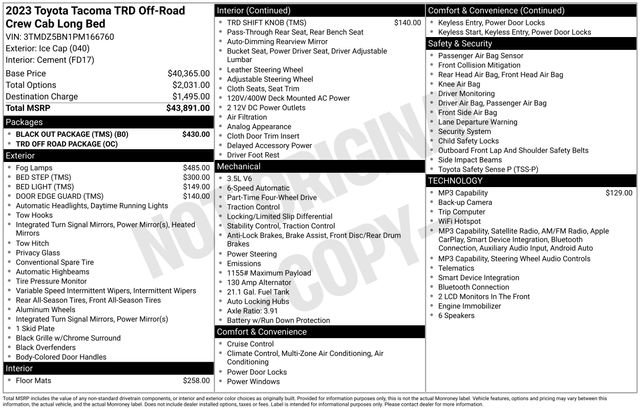 Used 2023 Toyota Tacoma TRD Off-Road w/ Black Out Package (TMS) image 23