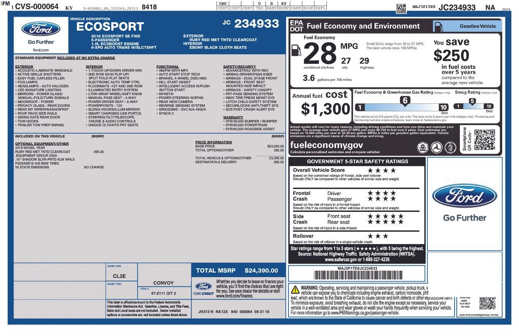 Certified 2018 Ford EcoSport SE FWD image 24