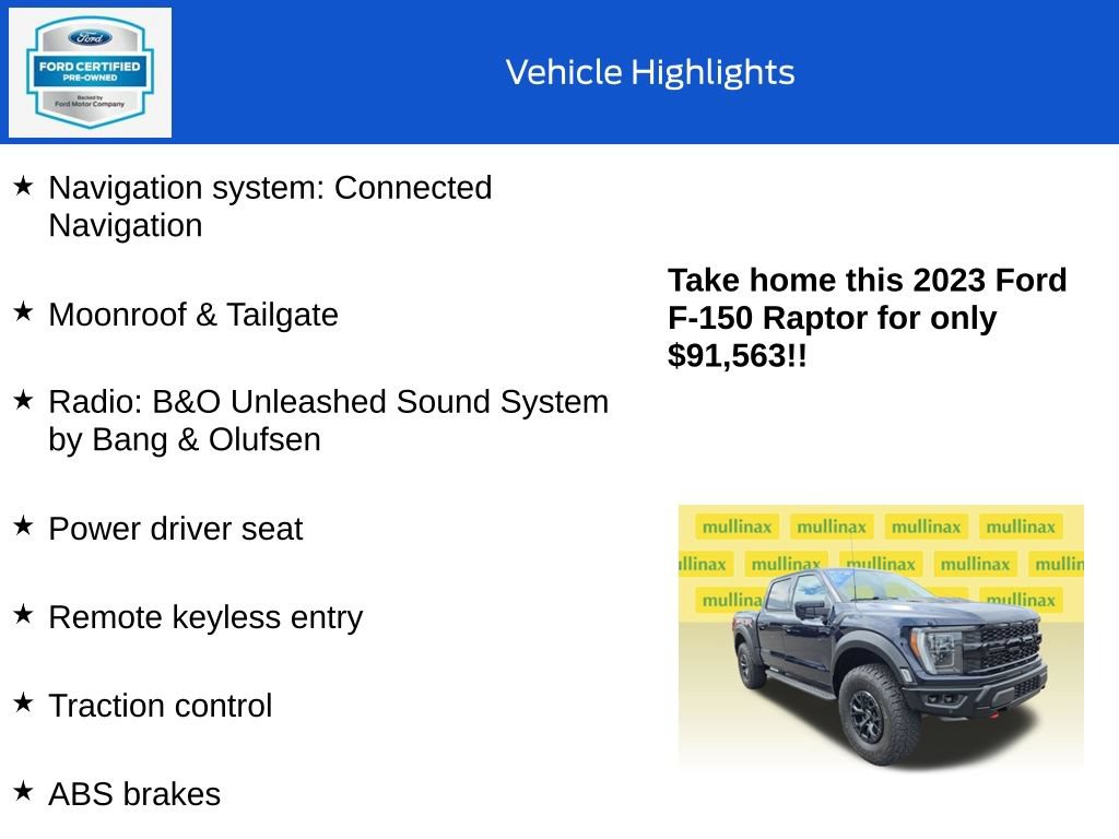 Certified 2023 Ford F150 Raptor w/ Equipment Group 802A Raptor R AWD/4WD image 18