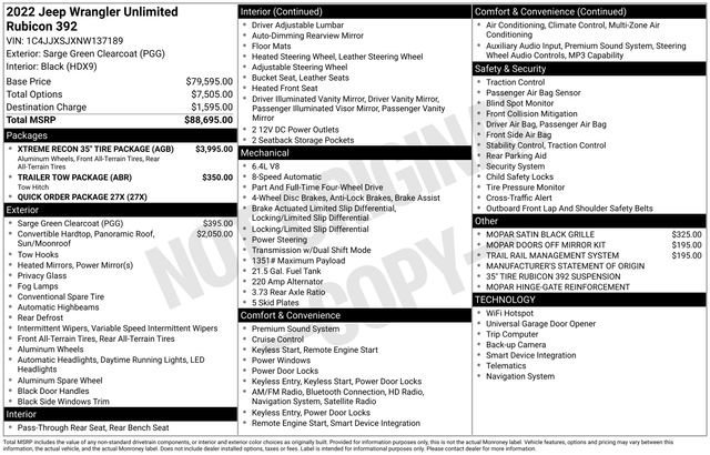 Used 2022 Jeep Wrangler Unlimited Rubicon w/ Xtreme Recon 35" Tire Package image 13