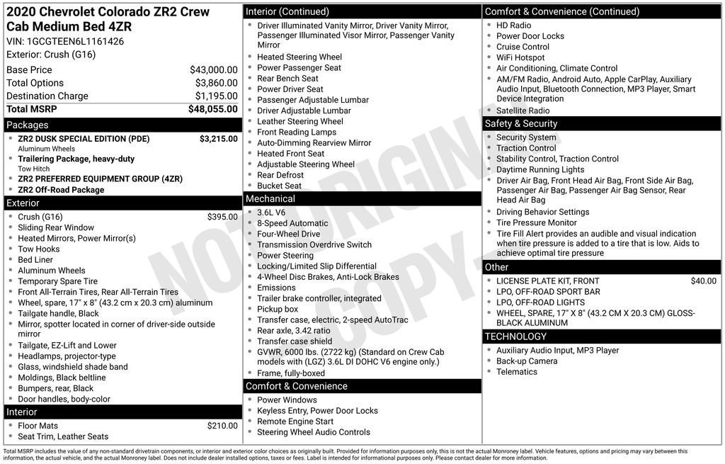 Used 2020 Chevrolet Colorado ZR2 w/ ZR2 Dusk Special Edition image 27