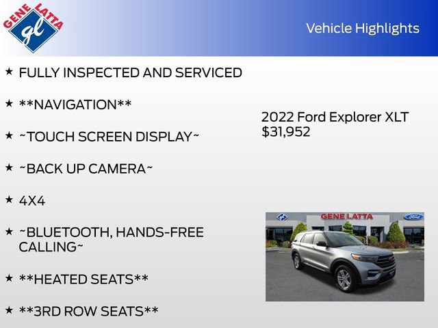 Certified 2022 Ford Explorer XLT w/ Equipment Group 202A AWD/4WD image 34