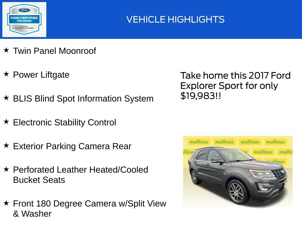 Certified 2017 Ford Explorer Sport w/ Equipment Group 401A image 19