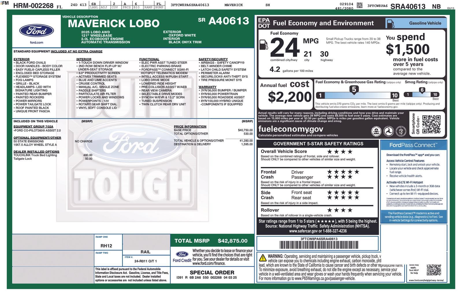 Certified 2025 Ford Maverick Lobo AWD/4WD image 33