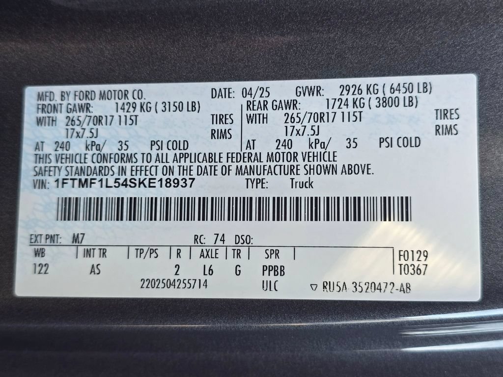 Certified 2025 Ford F150 XL w/ Equipment Group 103A High AWD/4WD image 31
