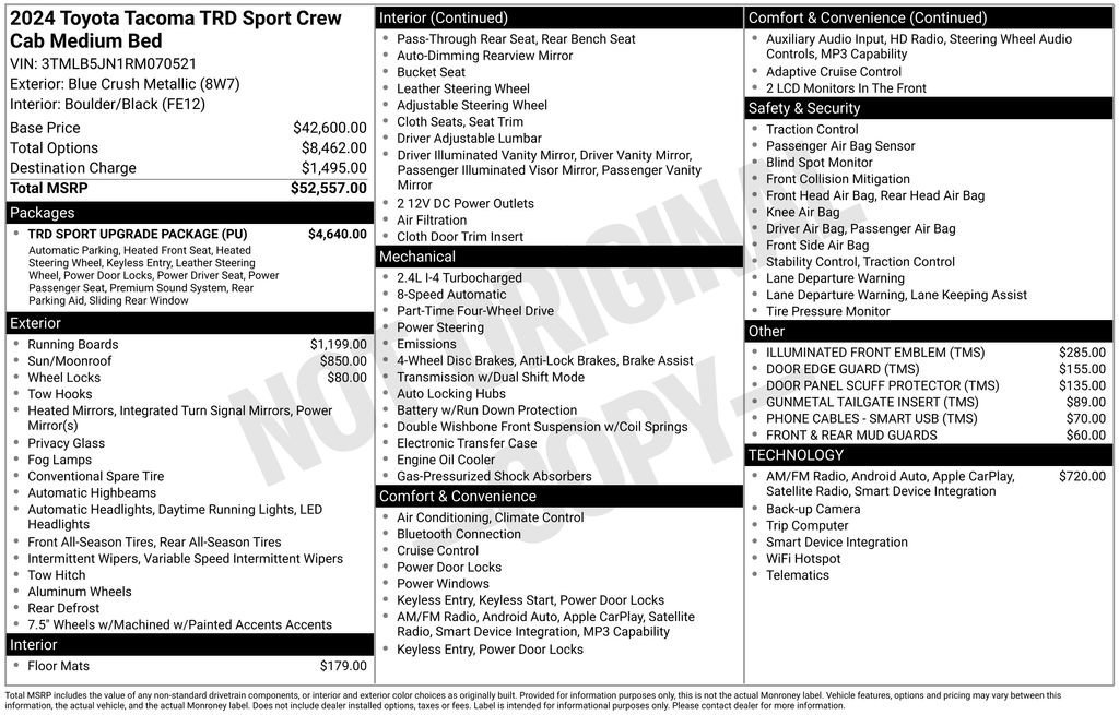 Used 2024 Toyota Tacoma TRD Sport w/ TRD Sport Upgrade Package AWD/4WD image 41