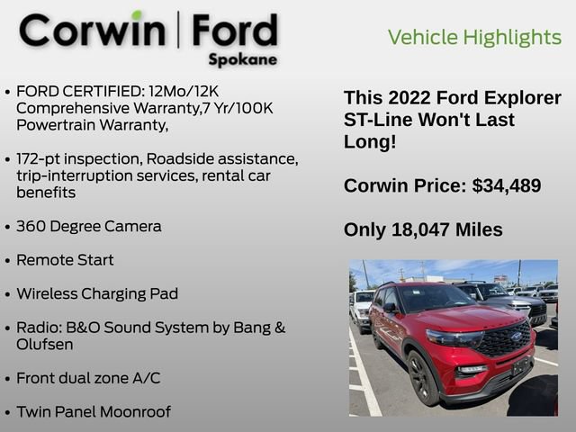 Certified 2022 Ford Explorer ST-Line w/ Class IV Trailer Tow Package AWD/4WD image 6