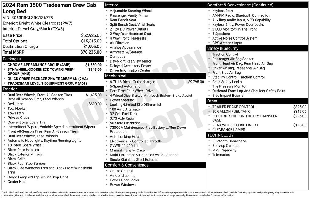 Used 2024 RAM 3500 Tradesman w/ Chrome Appearance Group AWD/4WD image 8