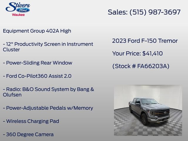 Certified 2023 Ford F150 Tremor w/ Equipment Group 402A High AWD/4WD image 6