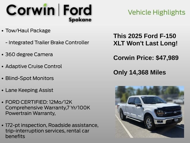 Certified 2025 Ford F150 XLT w/ Equipment Group 302A MID AWD/4WD image 7