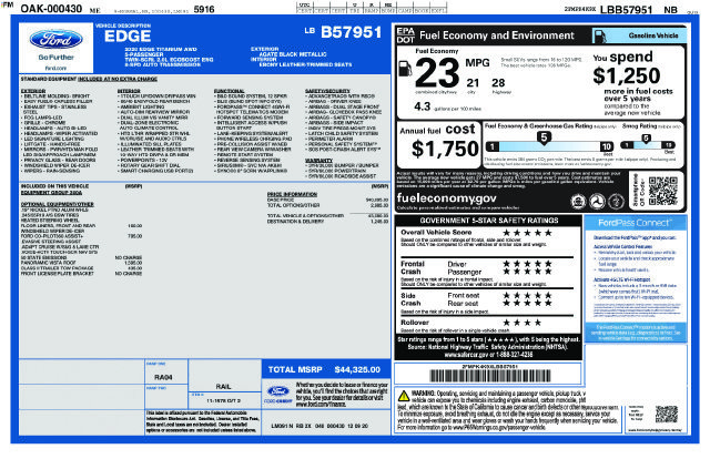 Certified 2020 Ford Edge Titanium w/ Class II Trailer Tow Package AWD/4WD image 3
