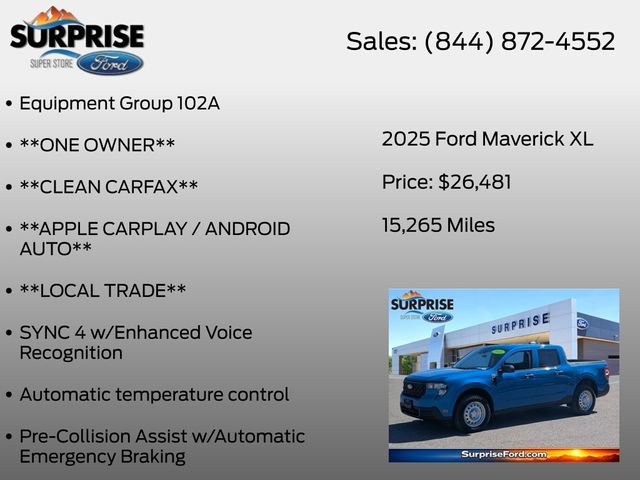 Certified 2025 Ford Maverick XL w/ Equipment Group 102A AWD/4WD image 7