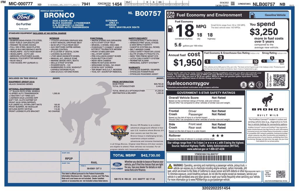 Certified 2022 Ford Bronco Black Diamond AWD/4WD image 3