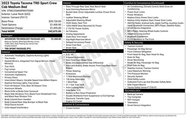 Used 2023 Toyota Tacoma TRD Sport w/ Advanced Technology Package AWD/4WD image 6