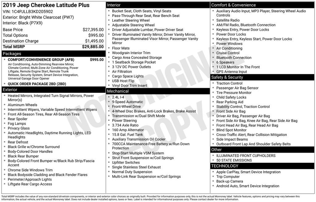 Used 2019 Jeep Cherokee Latitude Plus w/ Comfort/Convenience Group image 51