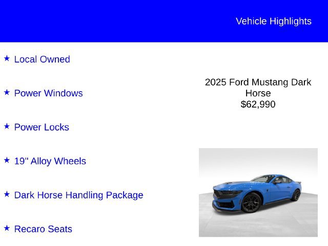 Certified 2025 Ford Mustang Dark Horse w/ Dark Horse Handlin Package RWD image 3