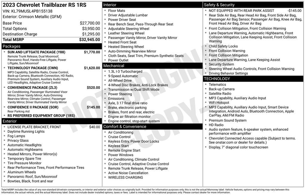 Used 2023 Chevrolet TrailBlazer RS w/ Sun and Liftgate Package AWD/4WD image 13
