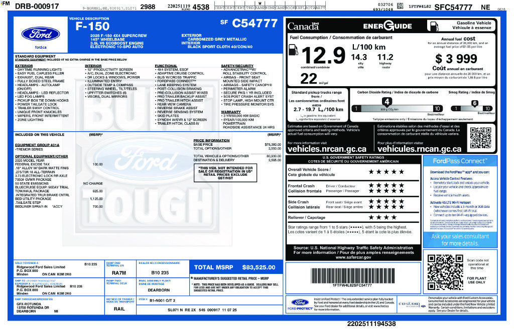Certified 2025 Ford F150 Tremor w/ Bed Utility Package AWD/4WD image 5
