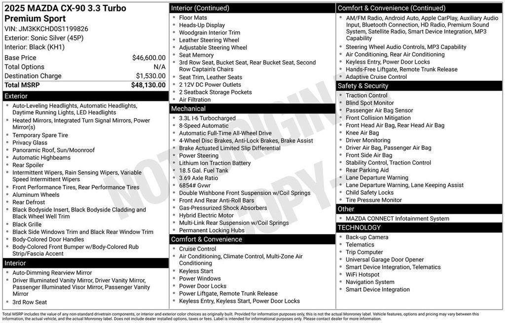 Used 2025 MAZDA CX-90 3.3 Turbo w/ Premium Sport Pkg image 6