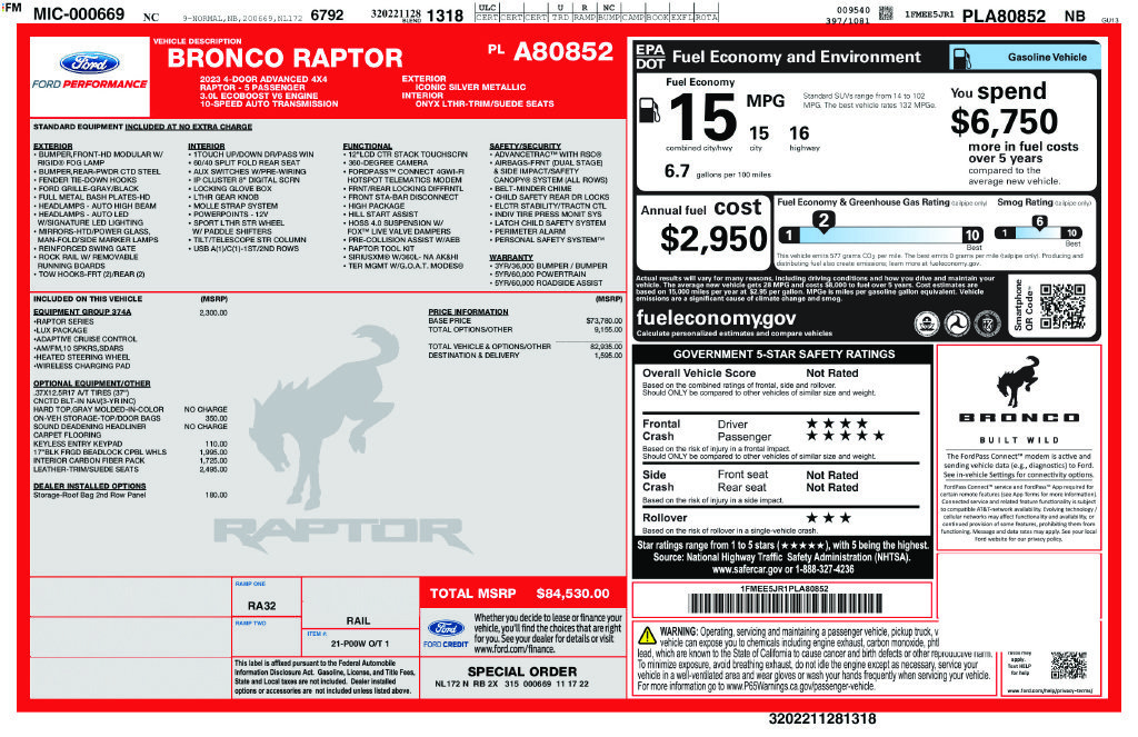 Certified 2023 Ford Bronco Raptor AWD/4WD image 33