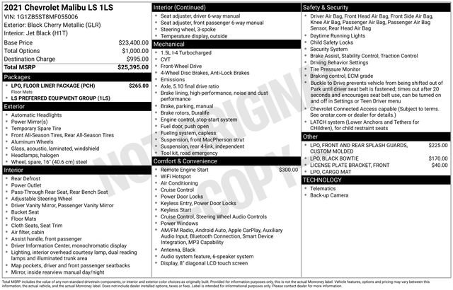 Used 2021 Chevrolet Malibu LS w/ LPO, Floor Liner Package image 4