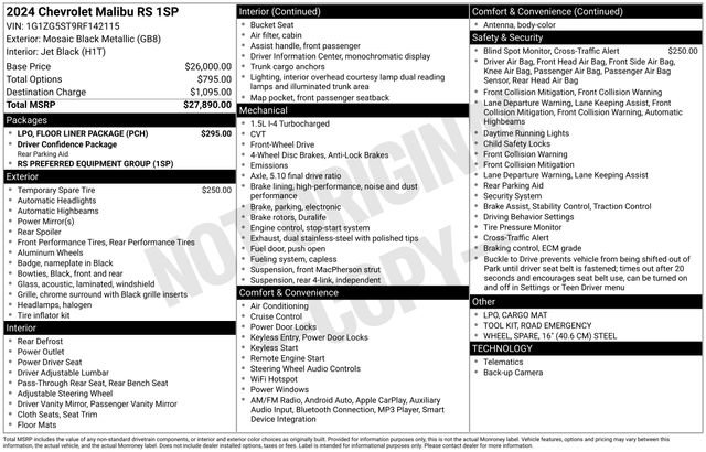 Used 2024 Chevrolet Malibu RS w/ LPO, Floor Liner Package FWD image 38