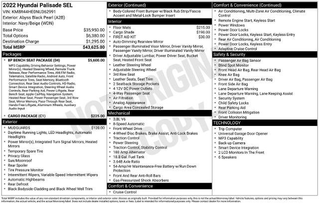 Used 2022 Hyundai Palisade SEL w/ 8P Bench Seat Package FWD image 16