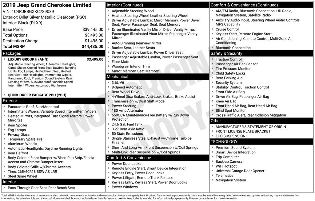 Used 2019 Jeep Grand Cherokee Limited w/ Luxury Group II image 7