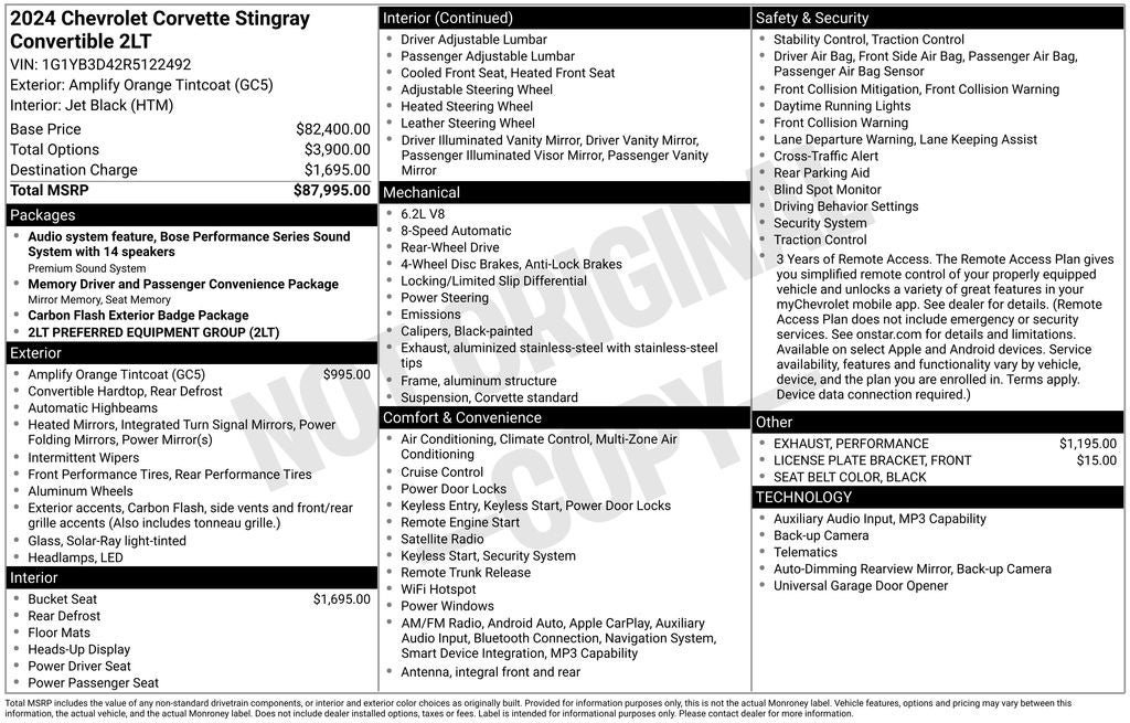 Used 2024 Chevrolet Corvette Stingray Preferred Conv w/ 2LT RWD image 32